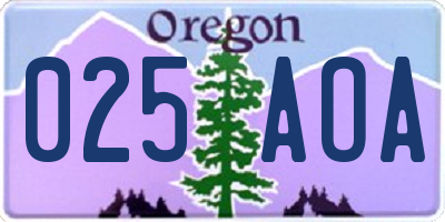 OR license plate 025AOA
