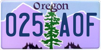 OR license plate 025AOF