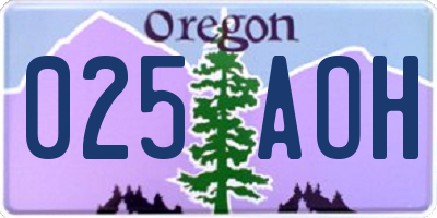 OR license plate 025AOH