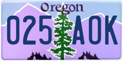 OR license plate 025AOK