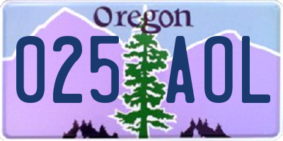 OR license plate 025AOL