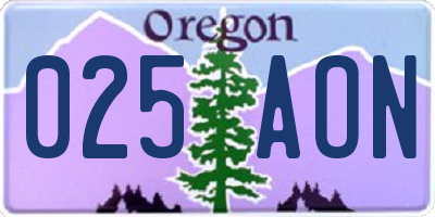 OR license plate 025AON