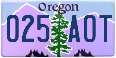 OR license plate 025AOT