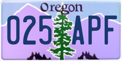 OR license plate 025APF
