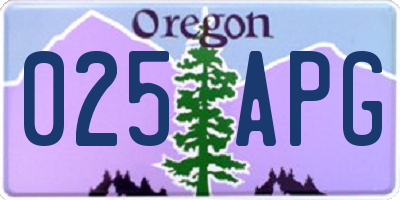 OR license plate 025APG