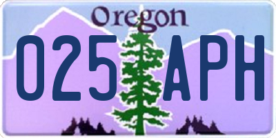 OR license plate 025APH