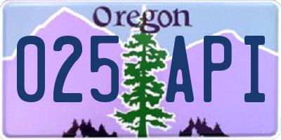 OR license plate 025API