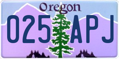 OR license plate 025APJ