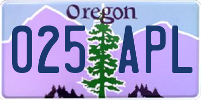 OR license plate 025APL