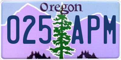 OR license plate 025APM