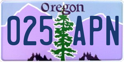 OR license plate 025APN