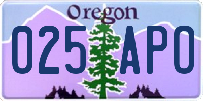 OR license plate 025APO