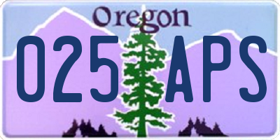 OR license plate 025APS