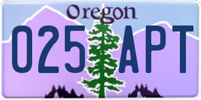 OR license plate 025APT