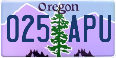 OR license plate 025APU