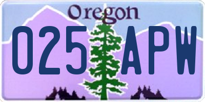OR license plate 025APW