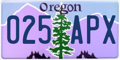 OR license plate 025APX
