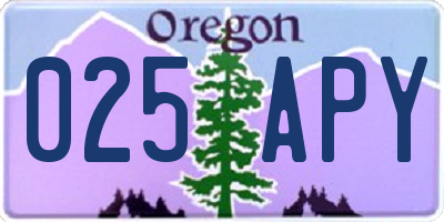 OR license plate 025APY
