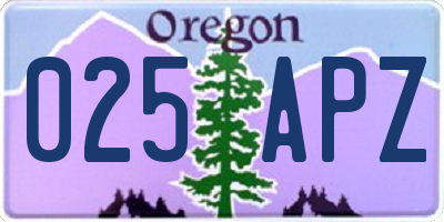 OR license plate 025APZ