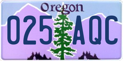 OR license plate 025AQC