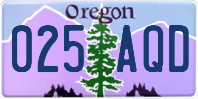 OR license plate 025AQD