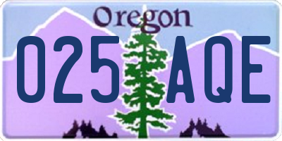 OR license plate 025AQE