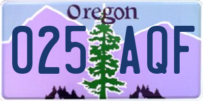 OR license plate 025AQF