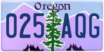 OR license plate 025AQG