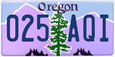 OR license plate 025AQI