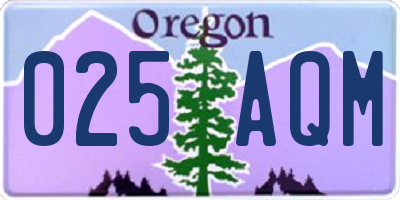 OR license plate 025AQM