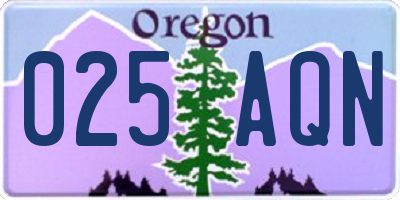 OR license plate 025AQN