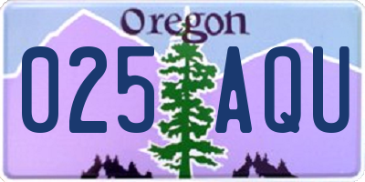 OR license plate 025AQU