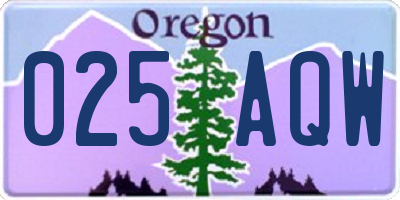 OR license plate 025AQW