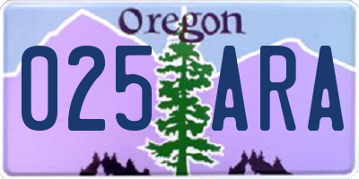 OR license plate 025ARA