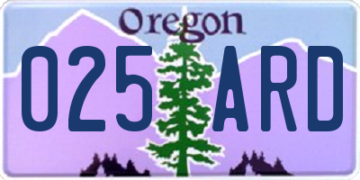OR license plate 025ARD
