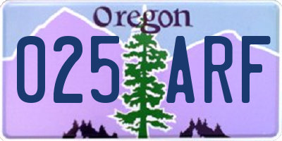 OR license plate 025ARF
