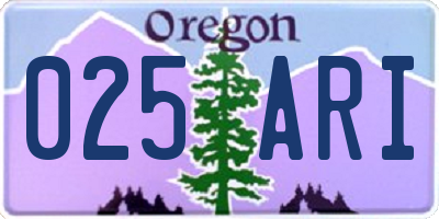 OR license plate 025ARI