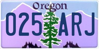 OR license plate 025ARJ