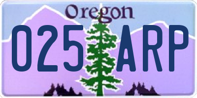 OR license plate 025ARP