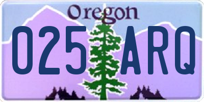 OR license plate 025ARQ