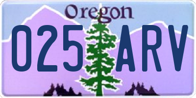OR license plate 025ARV