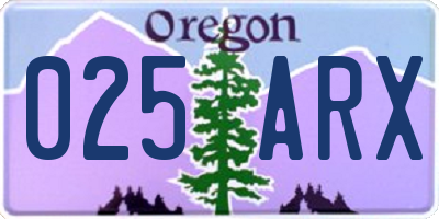 OR license plate 025ARX