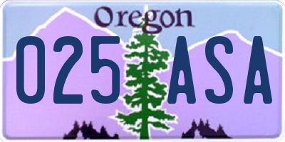 OR license plate 025ASA