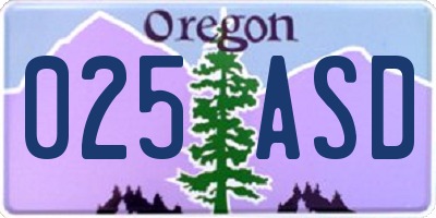 OR license plate 025ASD