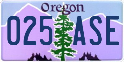 OR license plate 025ASE