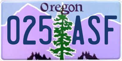 OR license plate 025ASF