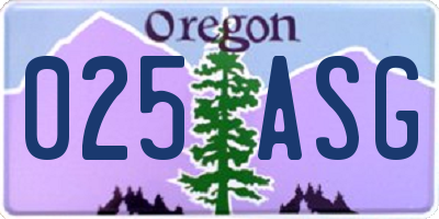 OR license plate 025ASG
