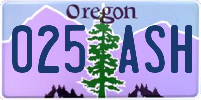 OR license plate 025ASH