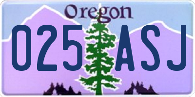 OR license plate 025ASJ