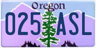 OR license plate 025ASL
